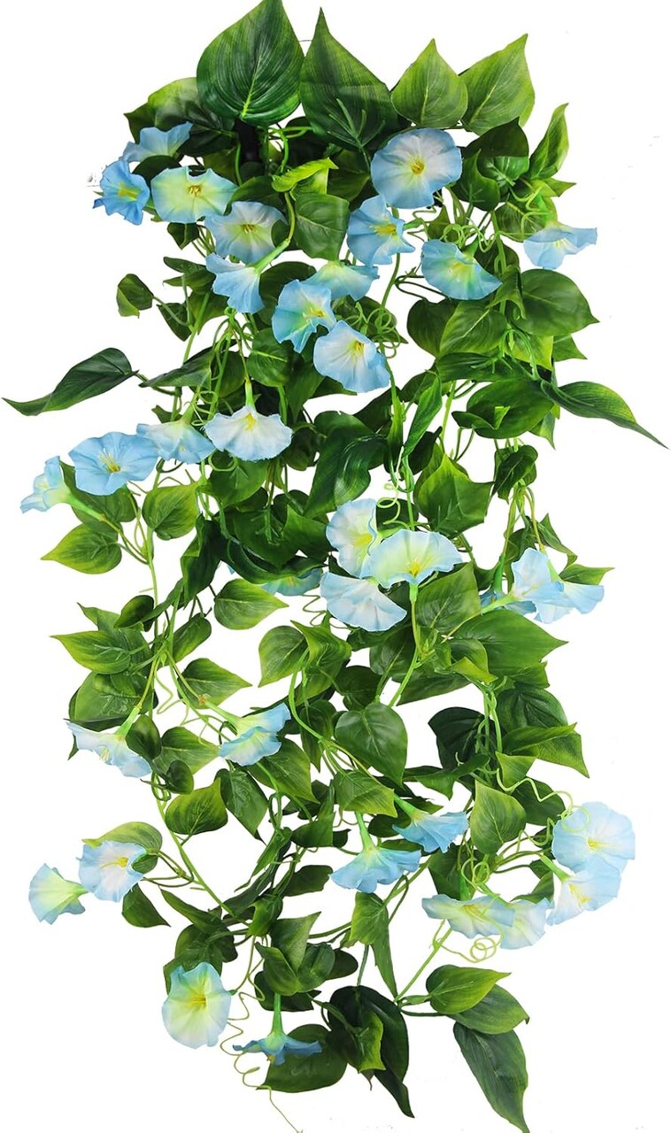 2 Pcs Artificial Vines for Outdoors Silk Morning Glory Vines 15 Feet